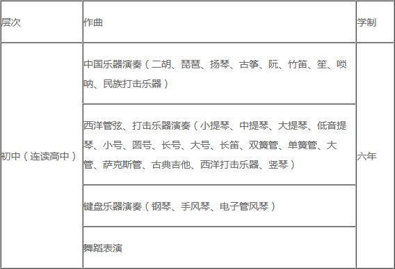 武汉音乐学院附中有哪些专业、招生专业