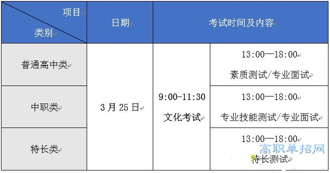 四川交通职业技术学院单招考试时间