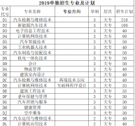 鹤壁汽车工程职业学院2019年招生计划